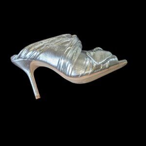 ZARA Silver Slip-On Helled Sandal Size 37 (US &) NEW NWOT